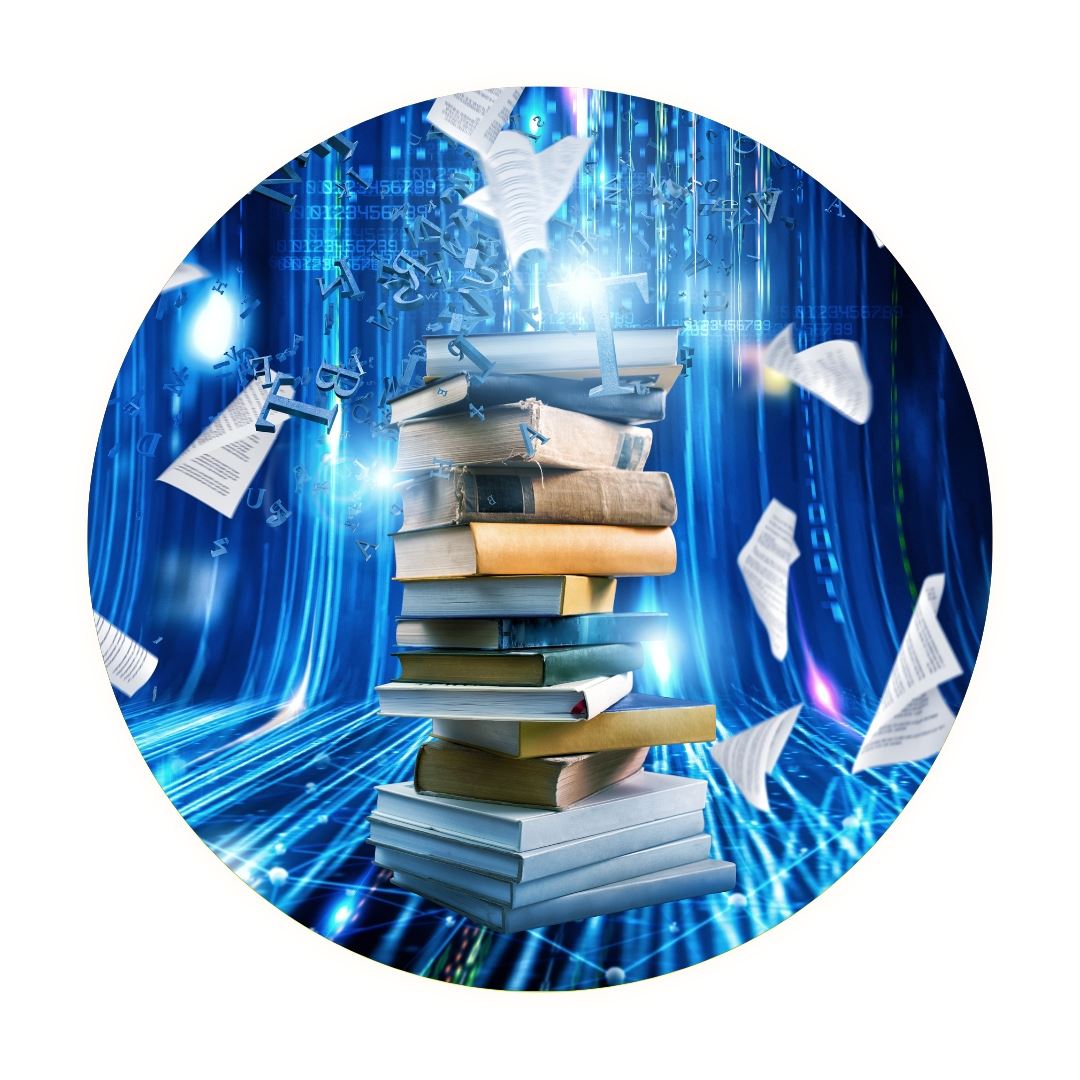 Online Resources stack of books being digitized